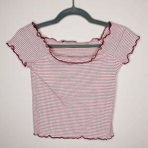 NWOT Zara red and white striped crop top
